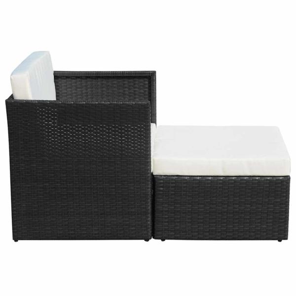 Gartensessel mit Fu?hocker Poly Rattan Schwarz