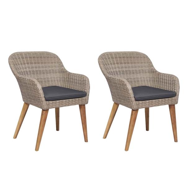 ARDEBO.de - Gartenstühle mit Polstern 2 Stk. Poly Rattan Braun