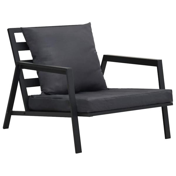 5-tlg. Garten-Lounge-Set mit Auflagen Aluminium Dunkelgrau