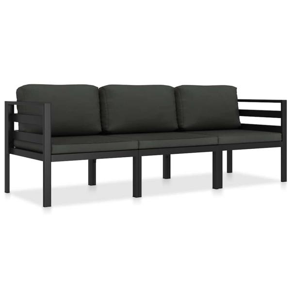 ARDEBO.de - 3-tlg. Garten-Lounge-Set mit Kissen Aluminium Anthrazit