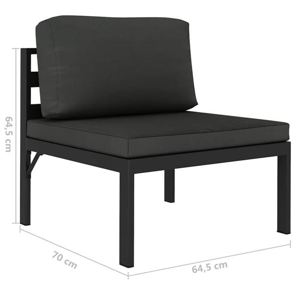 3-tlg. Garten-Lounge-Set mit Kissen Aluminium Anthrazit
