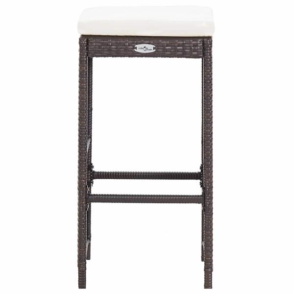 7-tlg. Gartenbar-Set mit Auflagen Poly Rattan Braun
