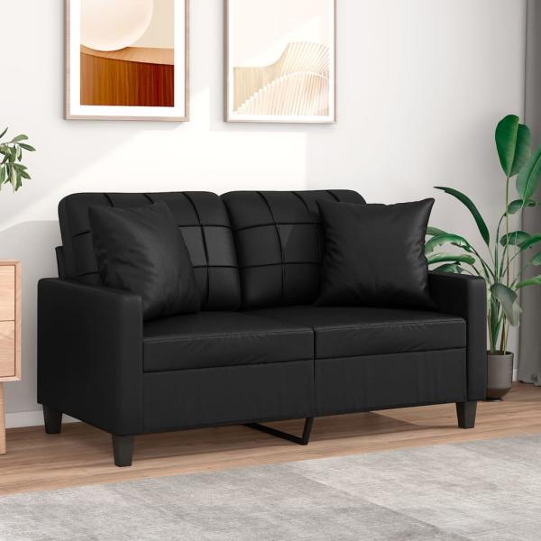 ARDEBO.de - 2-Sitzer-Sofa mit Zierkissen Schwarz 120 cm Kunstleder