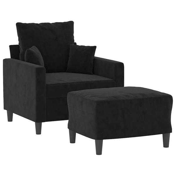 Sessel mit Hocker Schwarz 60 cm Samt