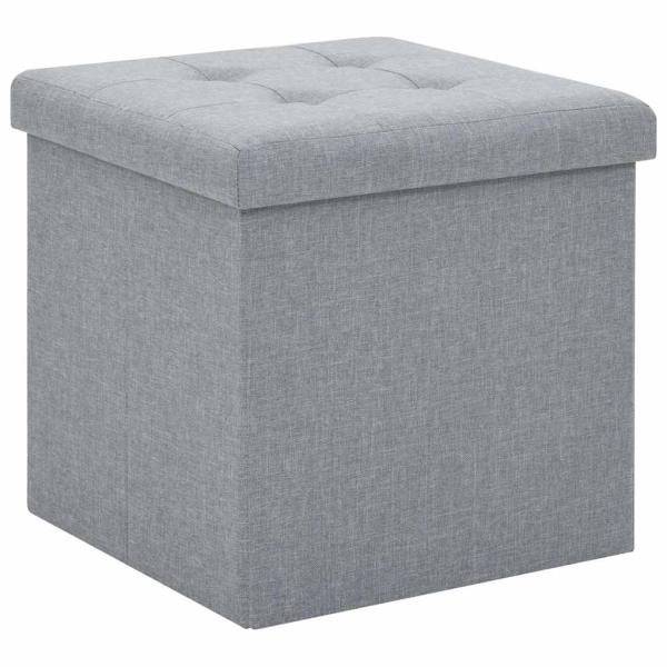 ARDEBO.de - Hocker mit Stauraum Hellgrau Leinenoptik