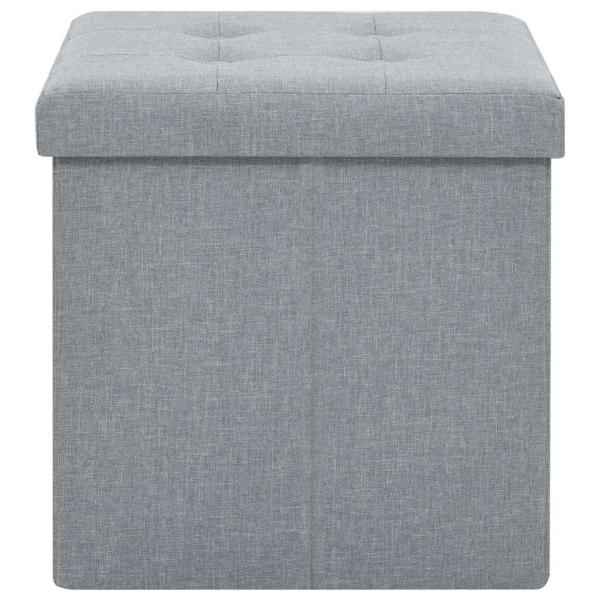 Hocker mit Stauraum Hellgrau Leinenoptik