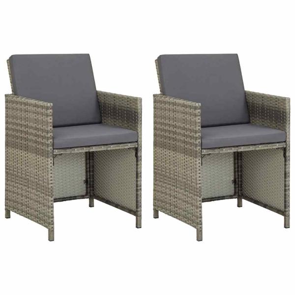 ARDEBO.de - Gartenst?hle 2 Stk. mit Auflagen Poly Rattan Grau