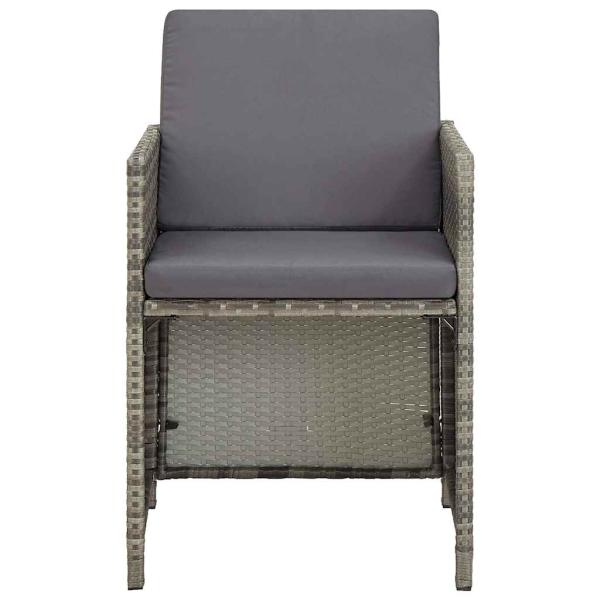 Gartenst?hle 2 Stk. mit Auflagen Poly Rattan Grau