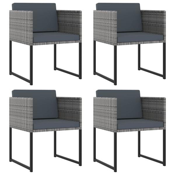 9-tlg. Garten-Essgruppe mit Kissen Poly Rattan Grau