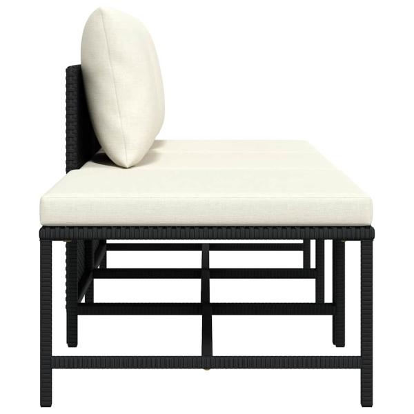 3-tlg. Garten-Sofagarnitur mit Auflagen Schwarz Poly Rattan