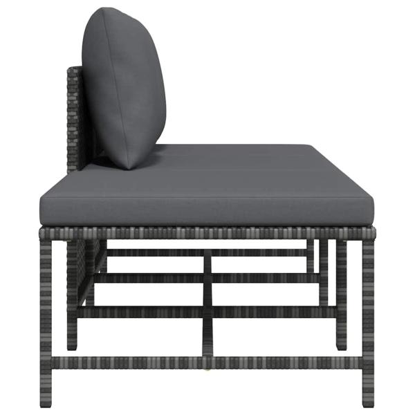 3-tlg. Garten-Sofagarnitur mit Kissen Grau Poly Rattan