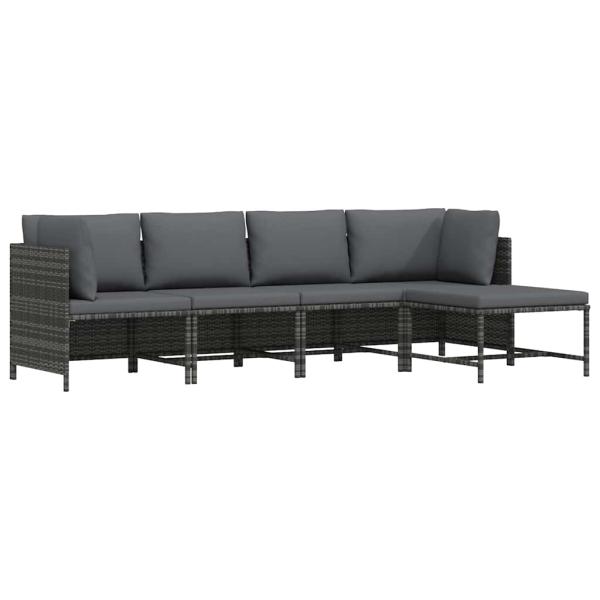 ARDEBO.de - 4-tlg. Garten-Lounge-Set mit Kissen Poly Rattan Grau