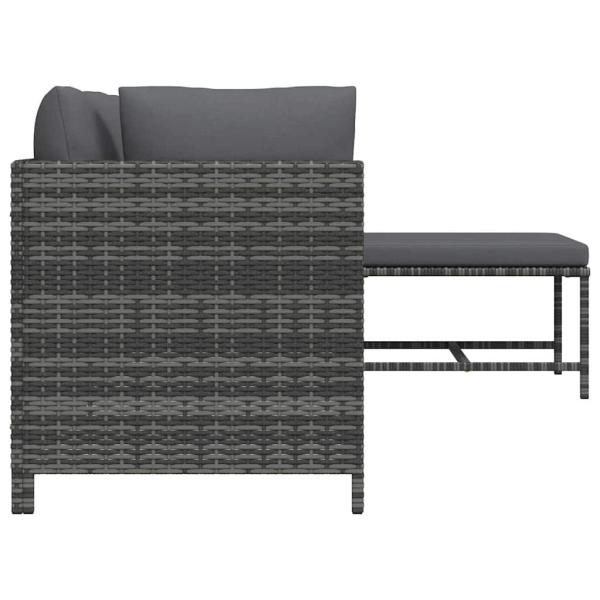 4-tlg. Garten-Lounge-Set mit Kissen Poly Rattan Grau