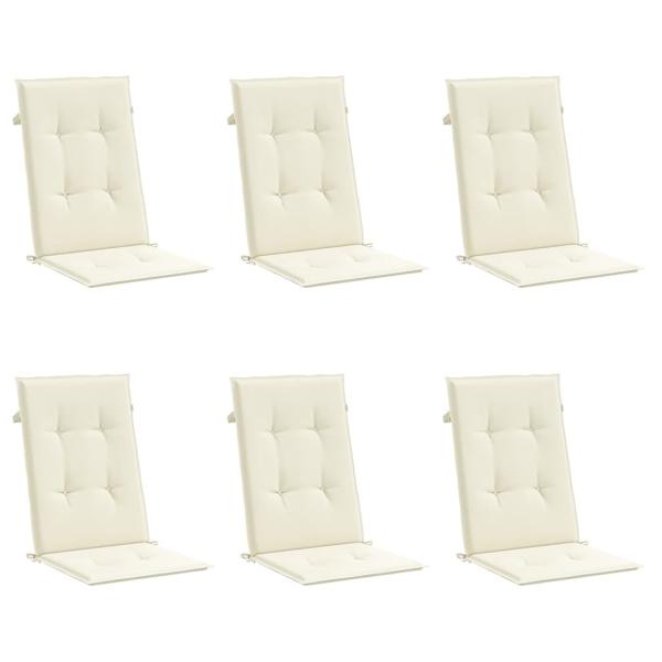 Gartenstuhlauflagen für Hochlehner 6Stk. Creme 120x50x3cm Stoff