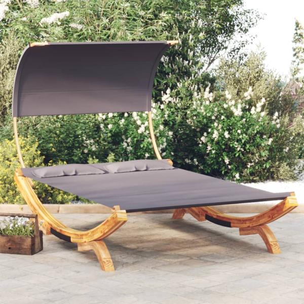 ARDEBO.de - Sonnenliege mit Dach 165x203x126 cm Bugholz Massiv Anthrazit