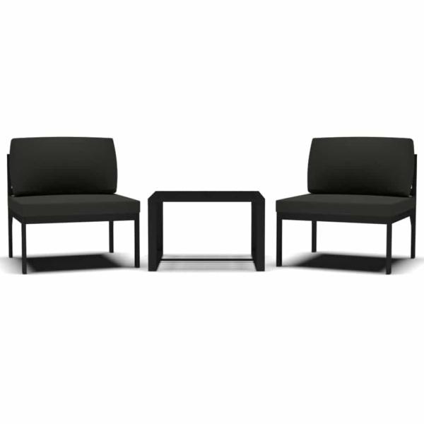 3-tlg. Garten-Sofagarnitur mit Kissen Aluminium Anthrazit
