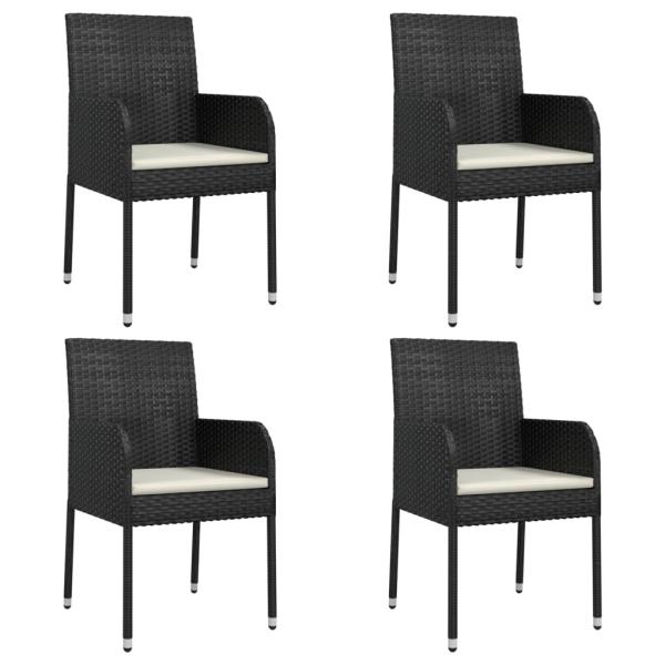 Gartenst?hle mit Kissen 4 Stk. Poly Rattan Schwarz