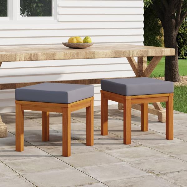 ARDEBO.de - Gartenhocker mit Kissen 2 Stk. 40x40x34 cm Massivholz Akazie