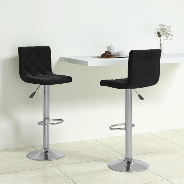 ARDEBO.de - Barhocker 2 Stk. Schwarz Samt