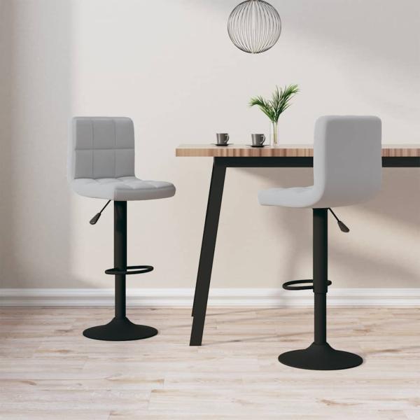 ARDEBO.de - Barhocker 2 Stk. Hellgrau Samt