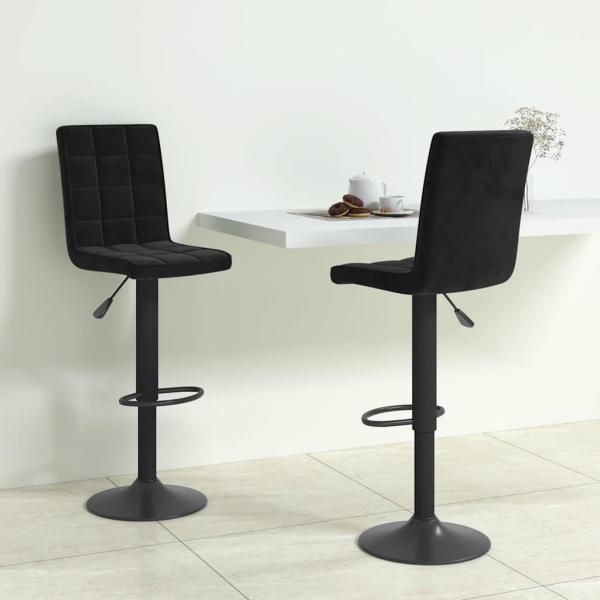 ARDEBO.de - Barhocker 2 Stk. Schwarz Samt