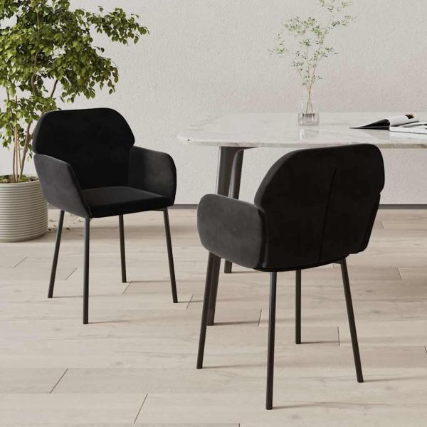ARDEBO.de - Esszimmerstühle 2 Stk. Schwarz Samt