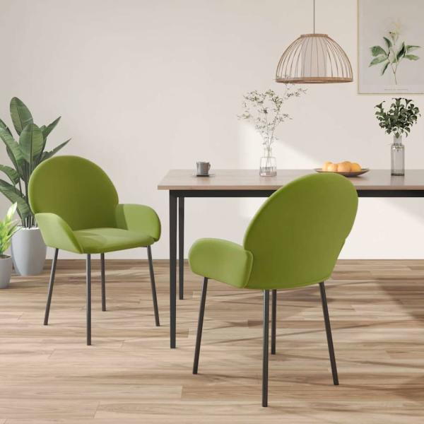 ARDEBO.de - Esszimmerstühle 2 Stk. Hellgrün Samt
