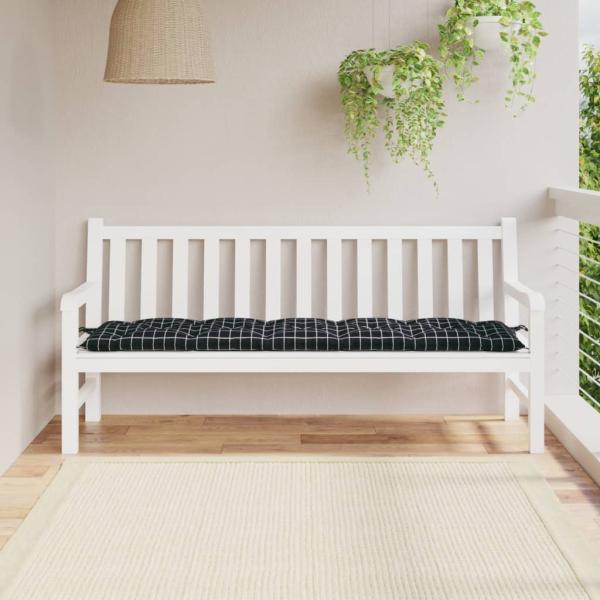 ARDEBO.de - Gartenbank-Auflage Schwarz Karomuster 180x50x7 cm Oxford-Gewebe