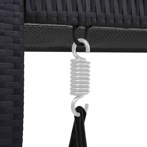 Hollywoodschaukel 3-Sitzer mit Dach Poly Rattan Schwarz
