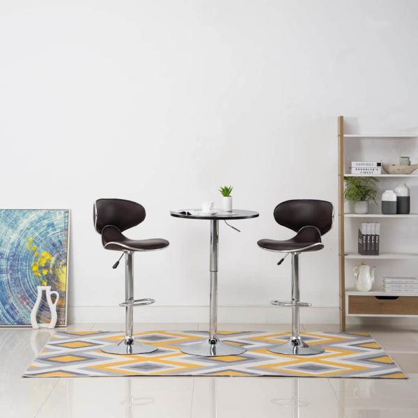 ARDEBO.de - Barhocker 2 Stk. Braun Kunstleder