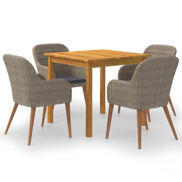 ARDEBO.de - 5-tlg. Garten-Essgruppe Braun