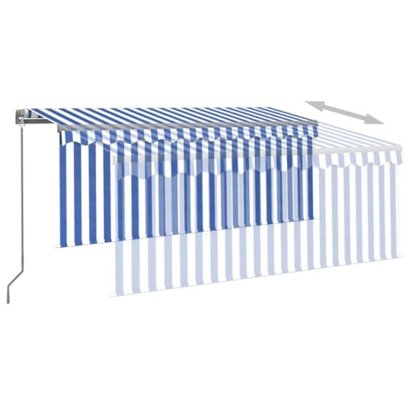 Markise Manuell Einziehbar mit Rollo 3x2,5 m Blau und Weiß