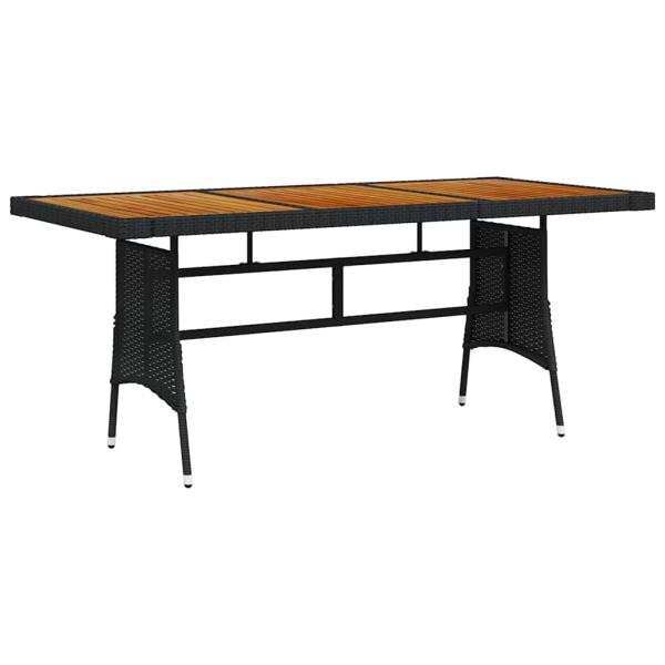 ARDEBO.de - Gartentisch Schwarz 160x70x72cm Poly Rattan & Massivholz Akazie