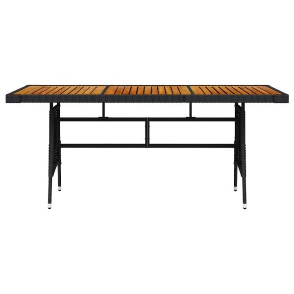 Gartentisch Schwarz 160x70x72cm Poly Rattan & Massivholz Akazie