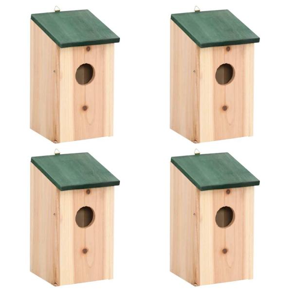 ARDEBO.de - Vogelhäuser 4 Stk. Holz 12x12x22 cm