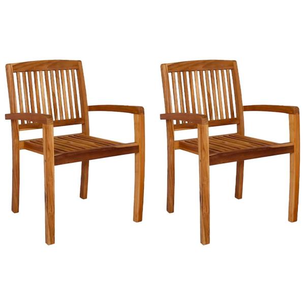 ARDEBO.de - Garten-Essstühle 2 Stk. Stapelbar Teak Massivholz