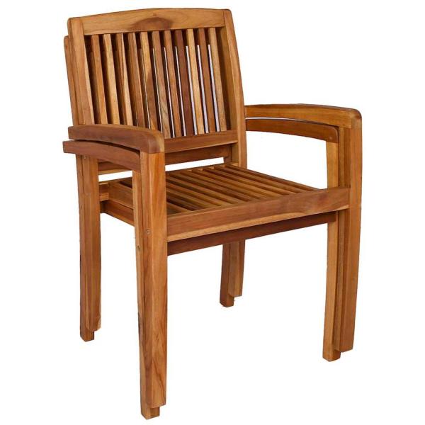 Garten-Essstühle 2 Stk. Stapelbar Teak Massivholz