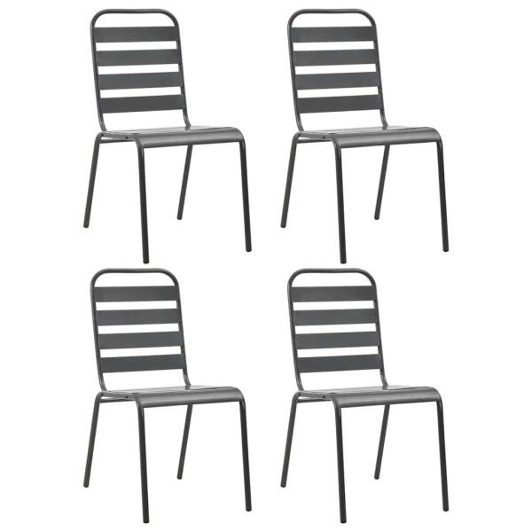 ARDEBO.de - Gartenst?hle 4 Stk. Lattendesign Stahl Dunkelgrau