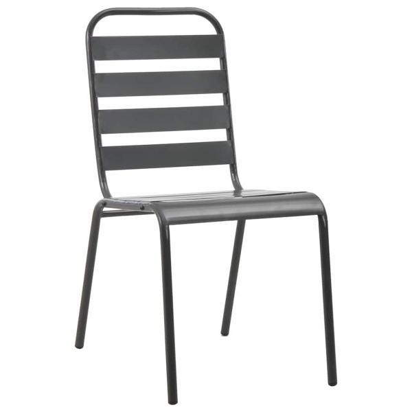 Gartenst?hle 4 Stk. Lattendesign Stahl Dunkelgrau