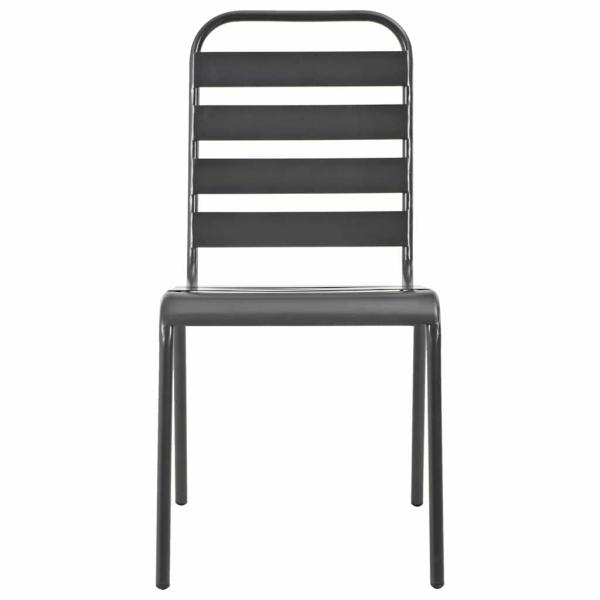 Gartenst?hle 4 Stk. Lattendesign Stahl Dunkelgrau