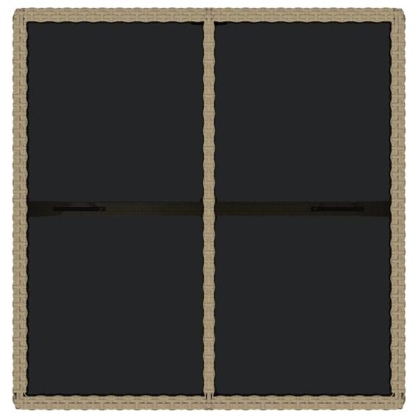 Gartentisch Beige 109x107x74 cm Poly Rattan und Glas