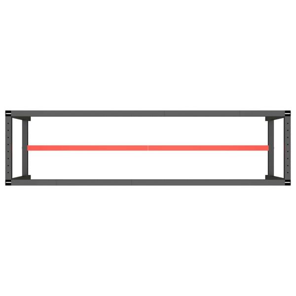 Werkbankgestell Mattschwarz und Mattrot 190x50x79 cm Metall