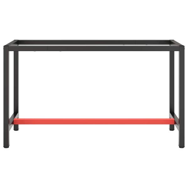 Werkbankgestell Mattschwarz und Mattrot 140x50x79 cm Metall