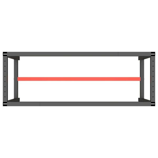 Werkbankgestell Mattschwarz und Mattrot 140x50x79 cm Metall