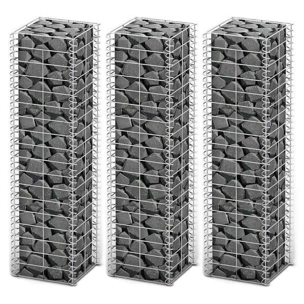 ARDEBO.de - Gabionen-Set 3-tlg. Verzinkter Draht 25×25×100 cm