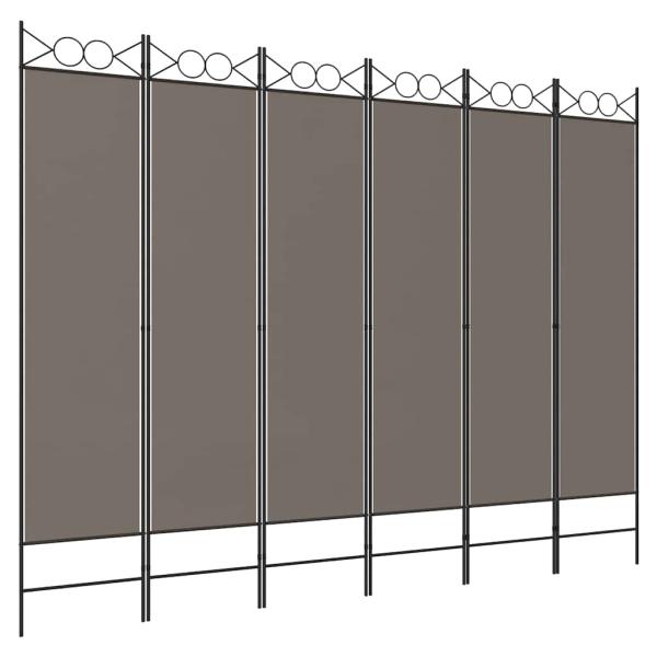 6-tlg. Paravent Anthrazit 240x200 cm Stoff