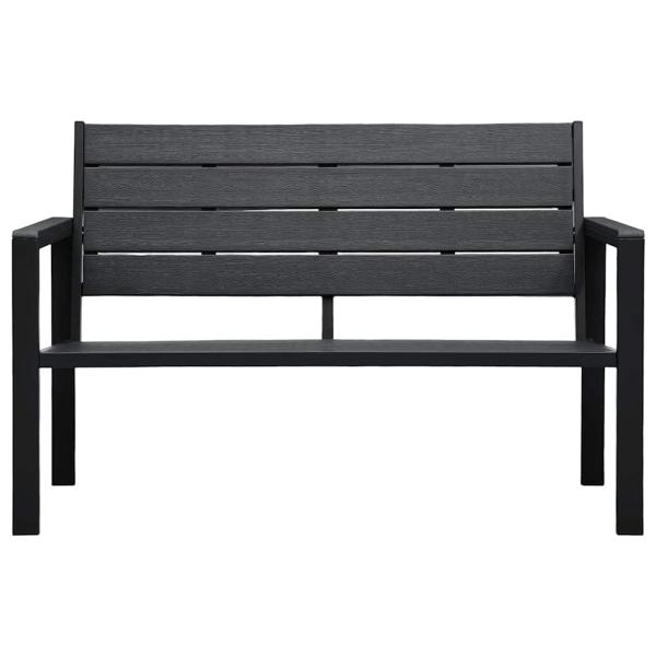 Gartenbank 120 cm HDPE Schwarz Holz-Optik