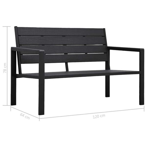 Gartenbank 120 cm HDPE Schwarz Holz-Optik