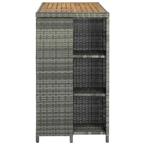 Bartisch mit Regal Grau 120x60x110 cm Poly Rattan