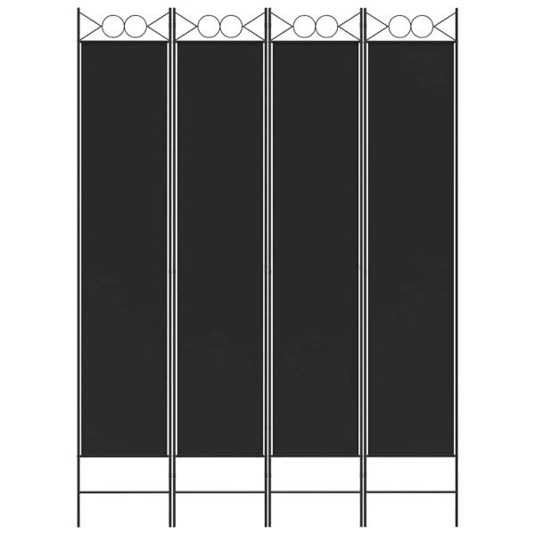 4-tlg. Paravent Schwarz 160x220 cm Stoff